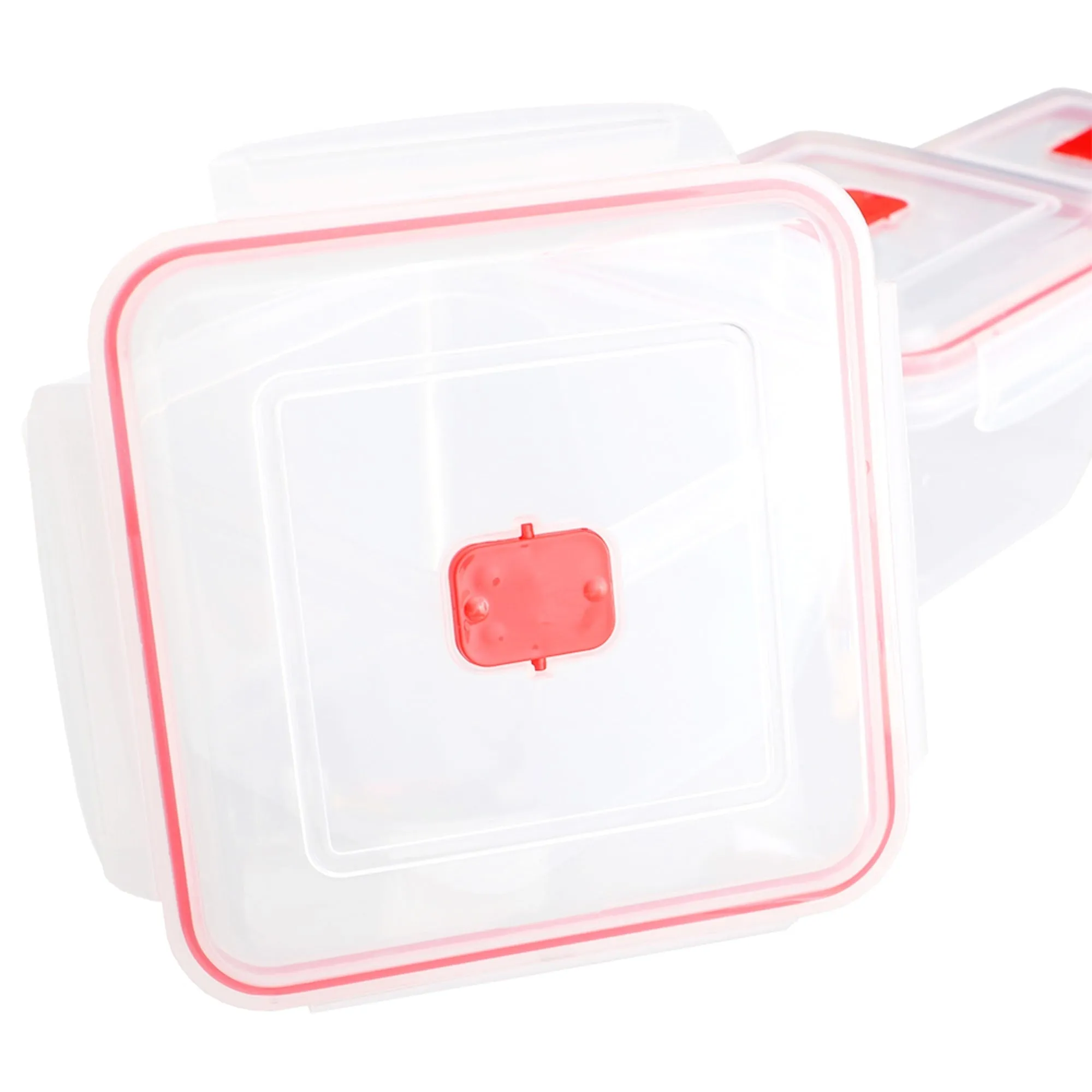 10 Piece Locking Square Plastic Food Storage Containers with Ventilated Snap-On Lids, Red