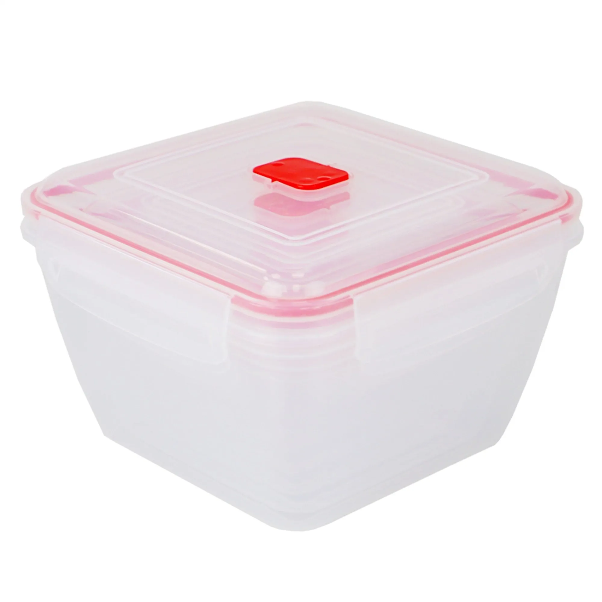 10 Piece Locking Square Plastic Food Storage Containers with Ventilated Snap-On Lids, Red