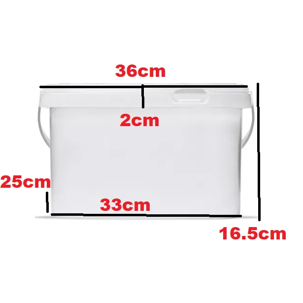 10L Plastic Bucket Rectangular Tamperproof with Handle and Lid