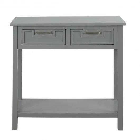 2 Drawers Accent Console Entryway Storage Shelf-Gray