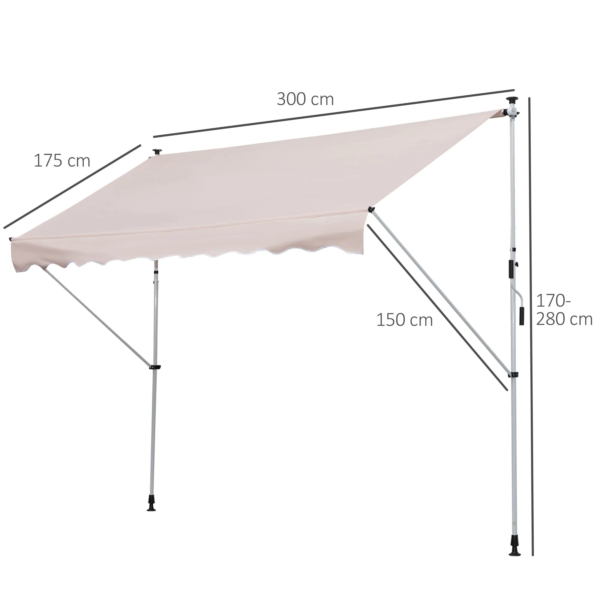 3x1.5m Adjustable Outdoor Aluminium Frame Awning Beige