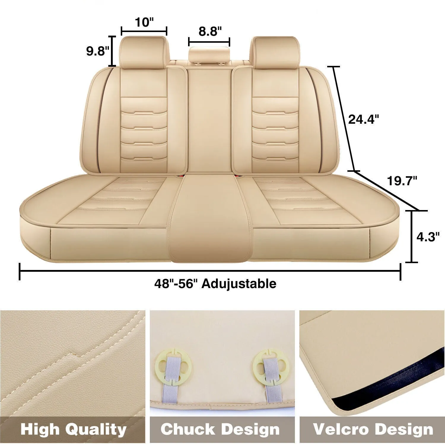 5 Seats Car Seat Cover Front Rear Full Set Cushion Pad