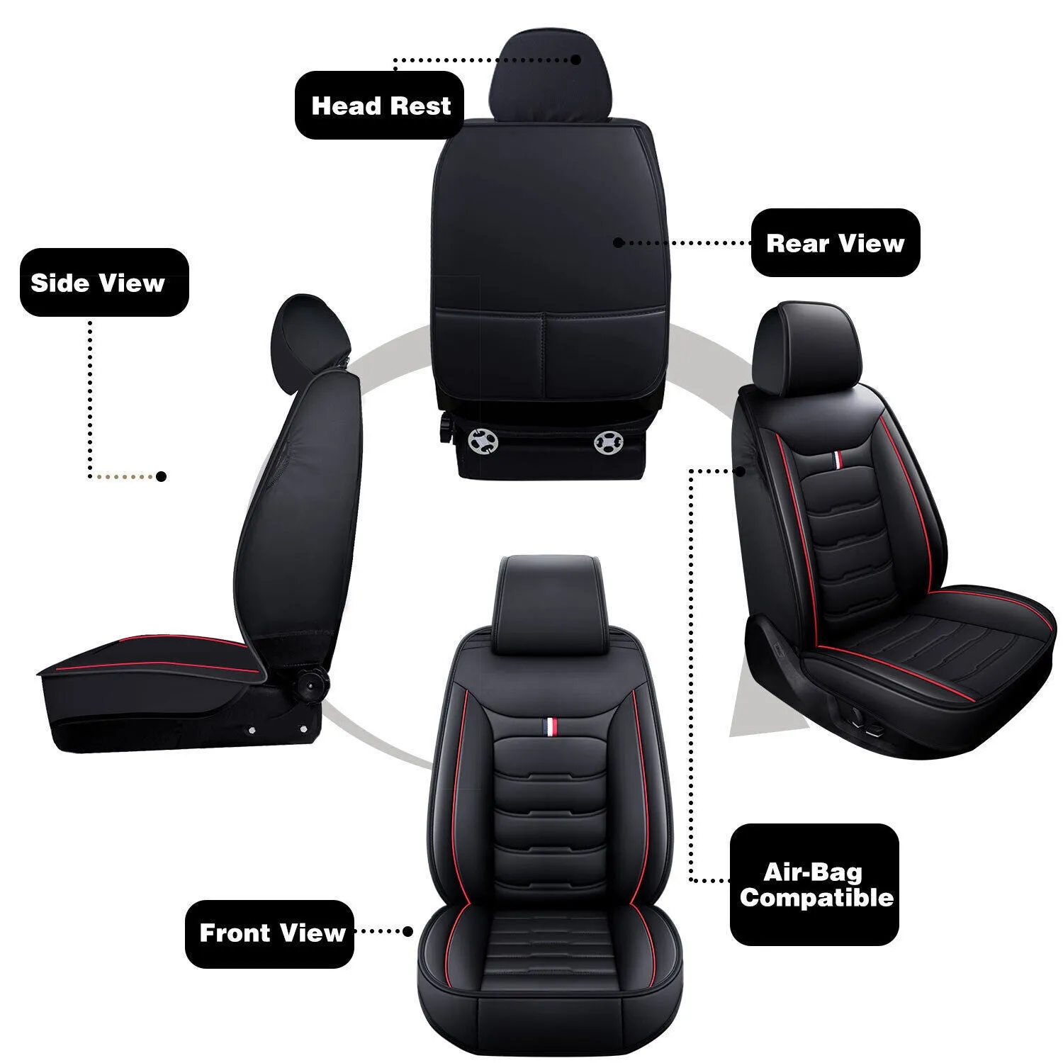 5 Seats Car Seat Cover Front Rear Full Set Cushion Pad