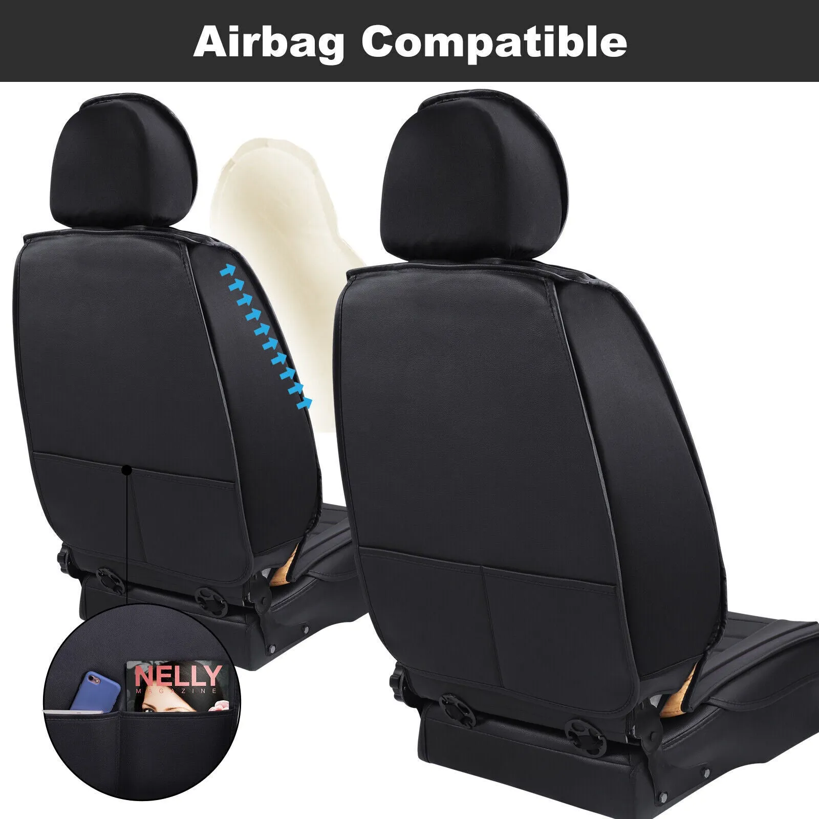 5 Seats Car Seat Cover Front Rear Full Set Cushion Pad