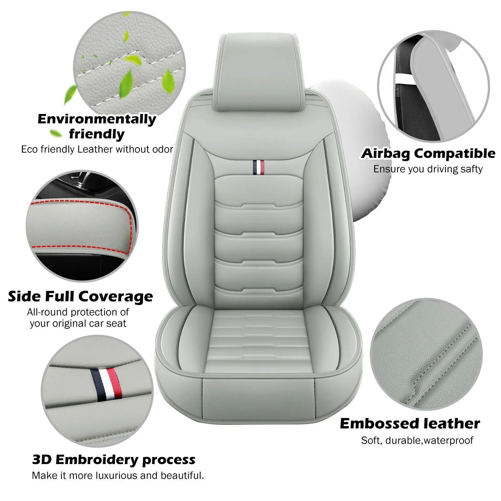 5 Seats Car Seat Cover Front Rear Full Set Cushion Pad