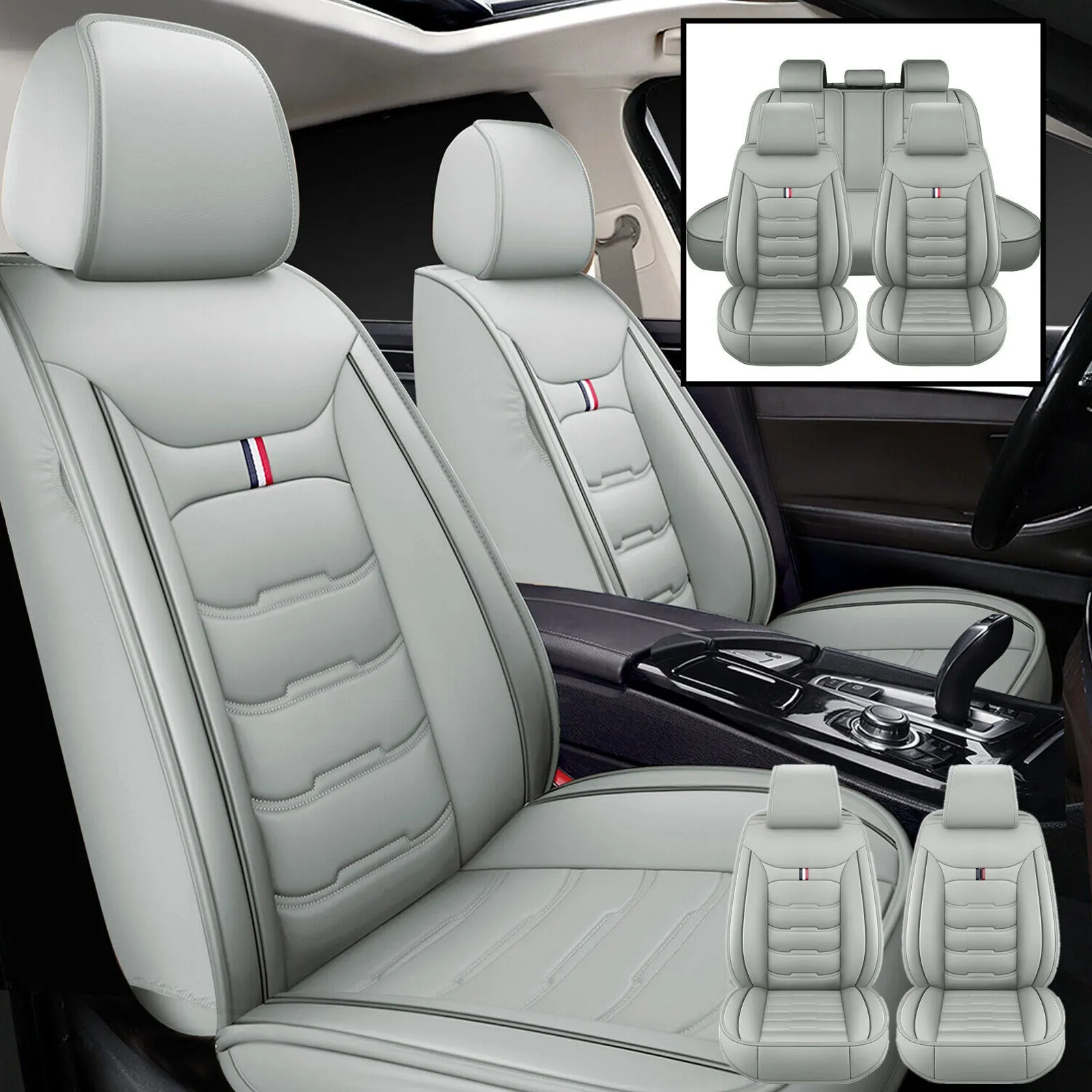 5 Seats Car Seat Cover Front Rear Full Set Cushion Pad