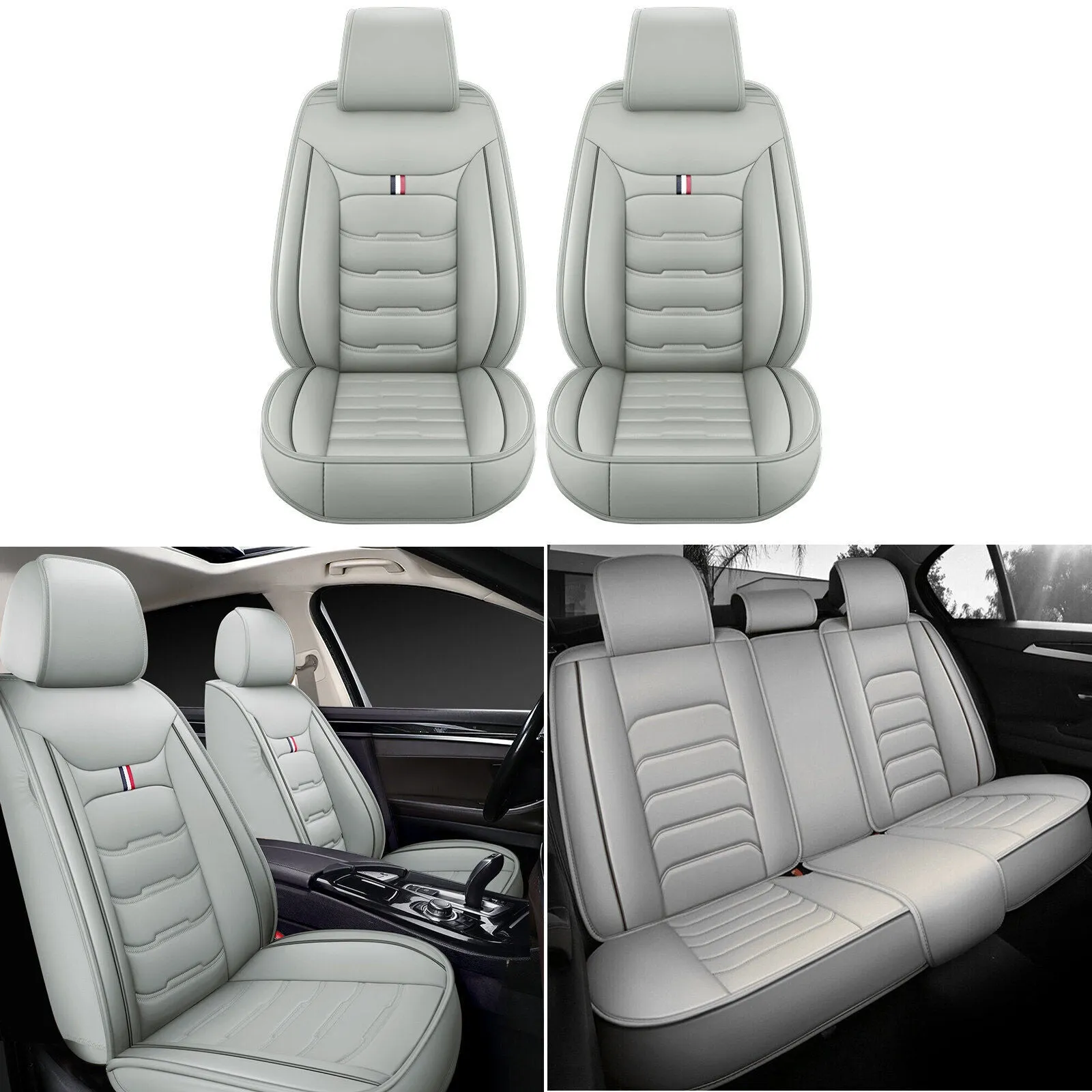 5 Seats Car Seat Cover Front Rear Full Set Cushion Pad