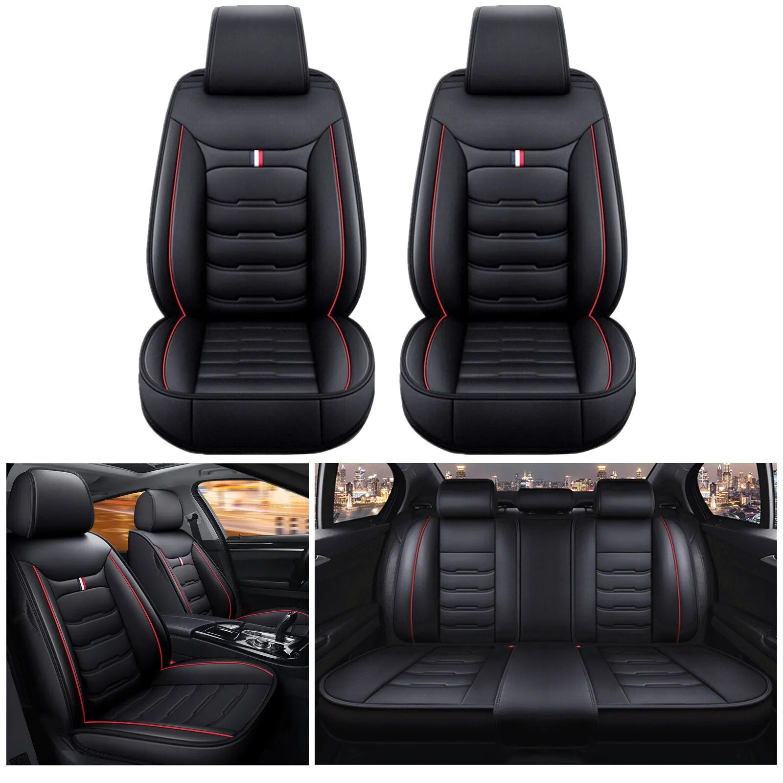 5 Seats Car Seat Cover Front Rear Full Set Cushion Pad