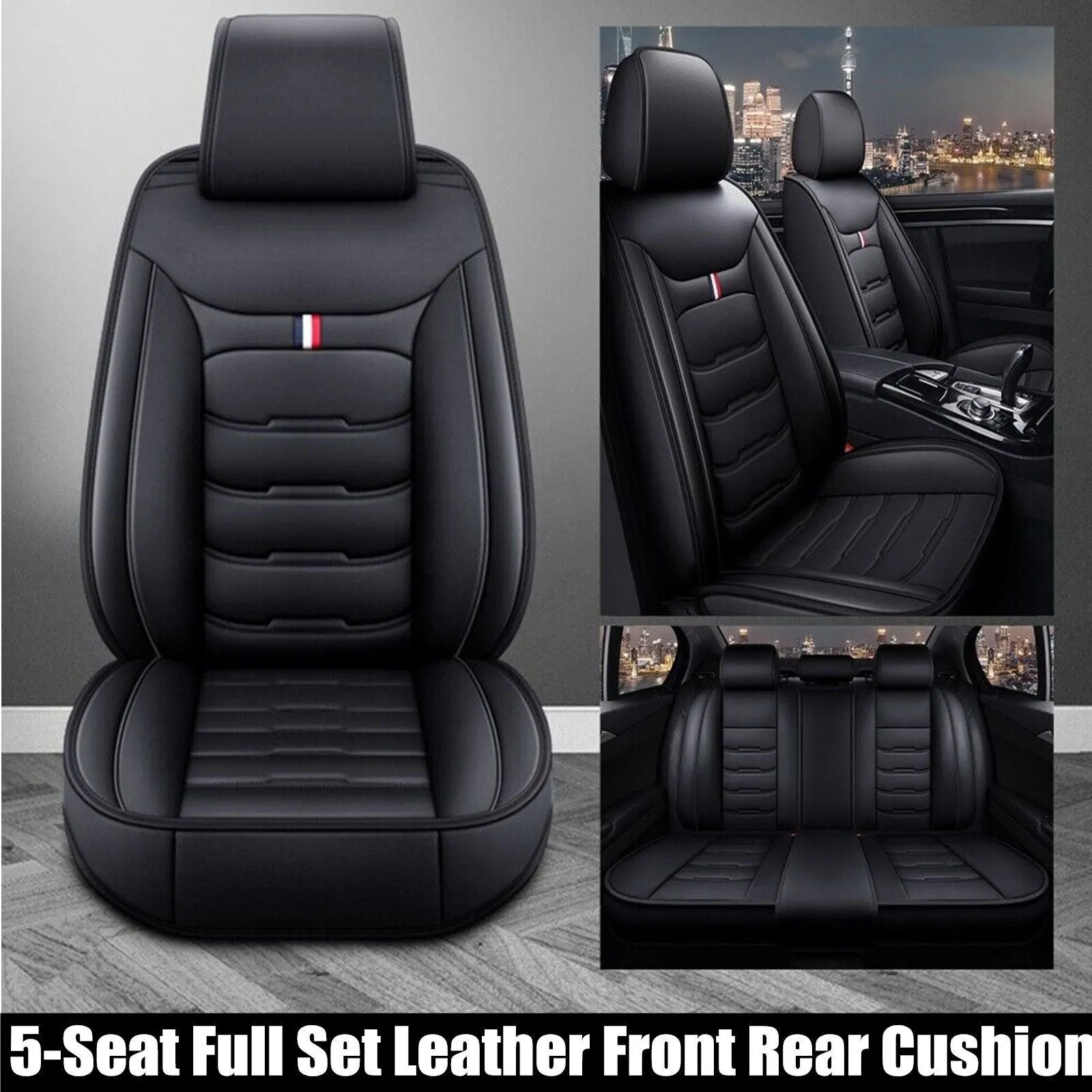 5 Seats Car Seat Cover Front Rear Full Set Cushion Pad