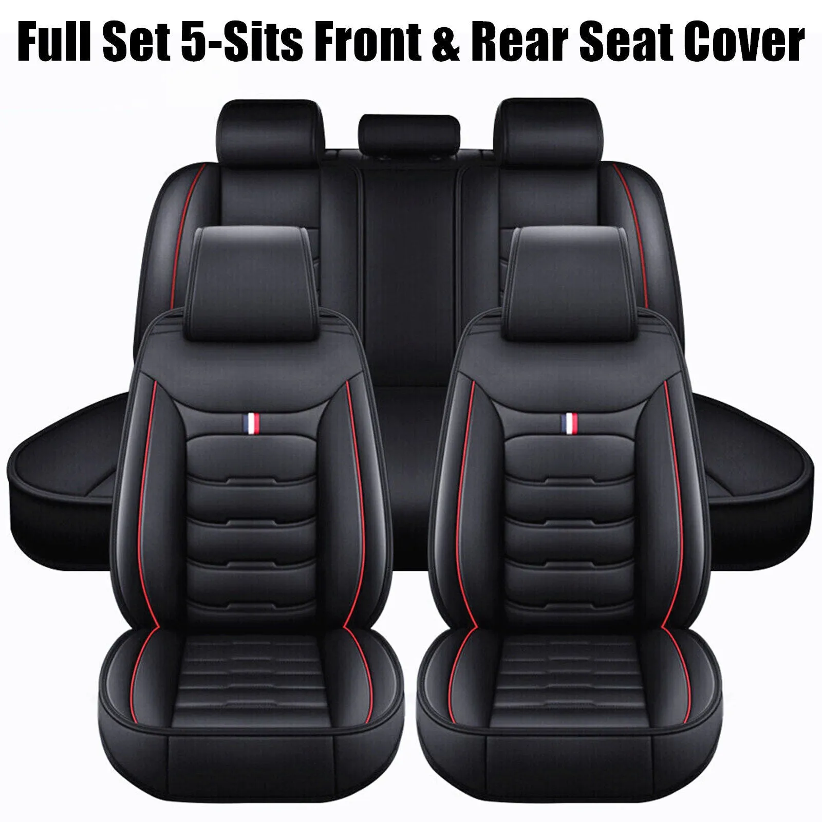 5 Seats Car Seat Cover Front Rear Full Set Cushion Pad