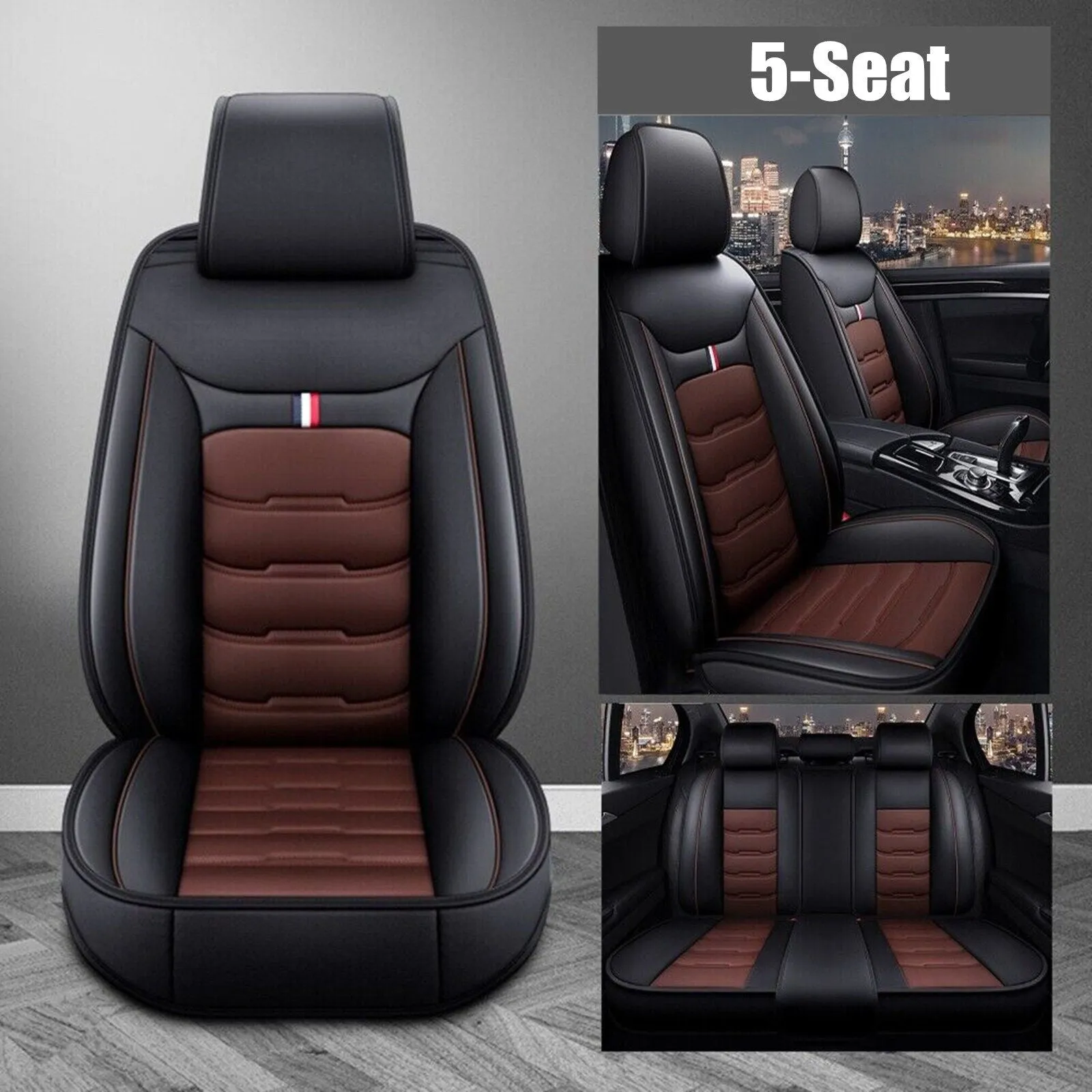 5 Seats Car Seat Cover Front Rear Full Set Cushion Pad