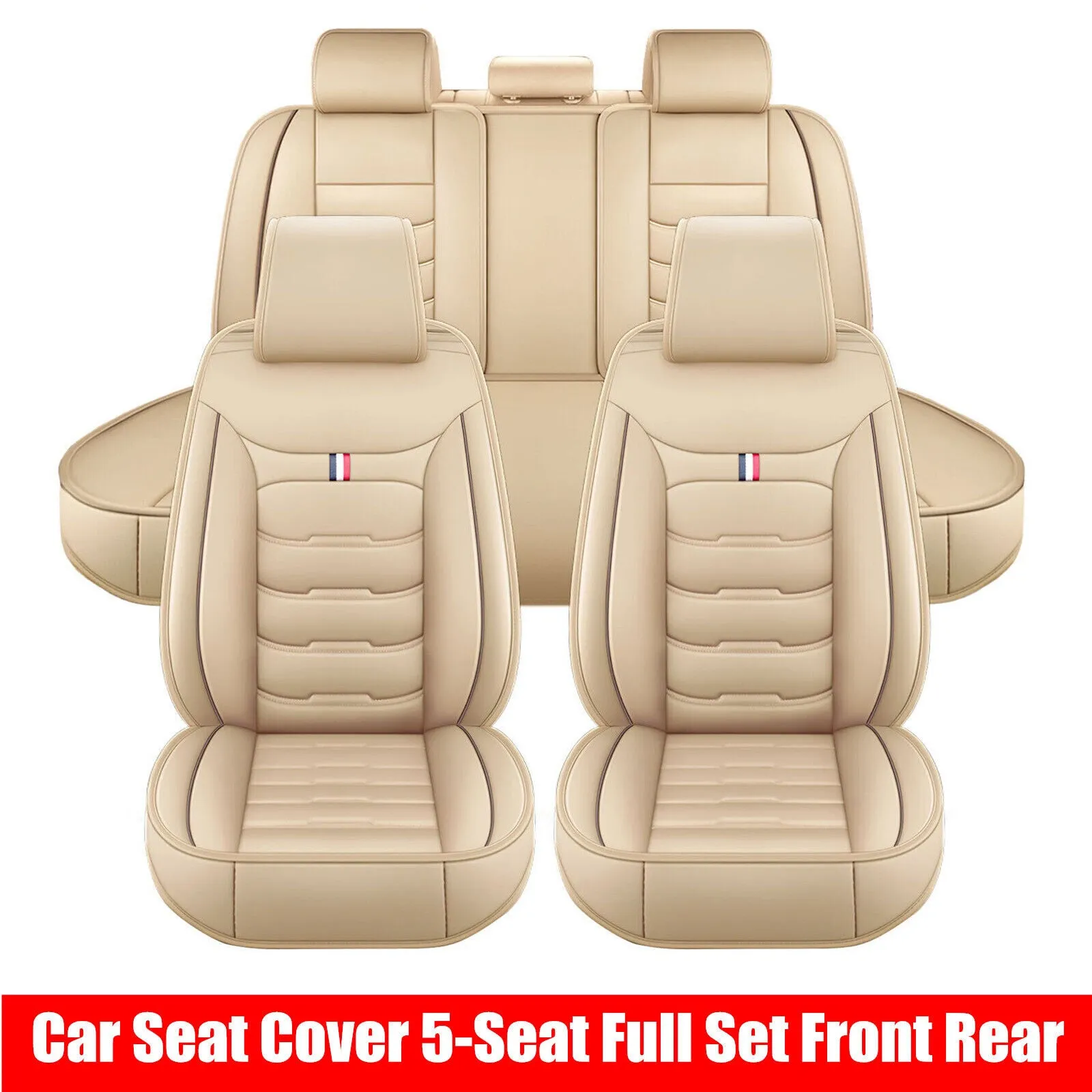 5 Seats Car Seat Cover Front Rear Full Set Cushion Pad