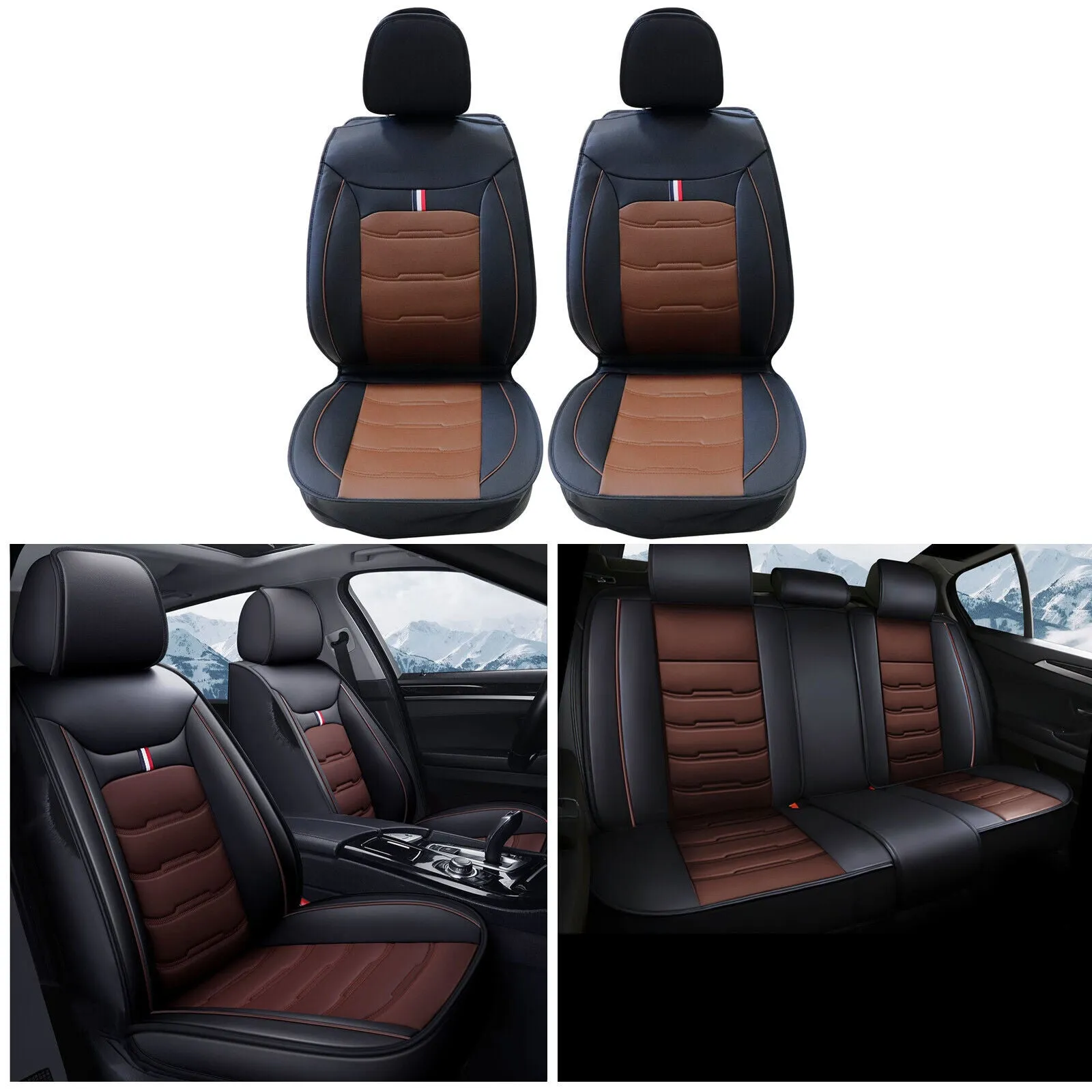 5 Seats Car Seat Cover Front Rear Full Set Cushion Pad