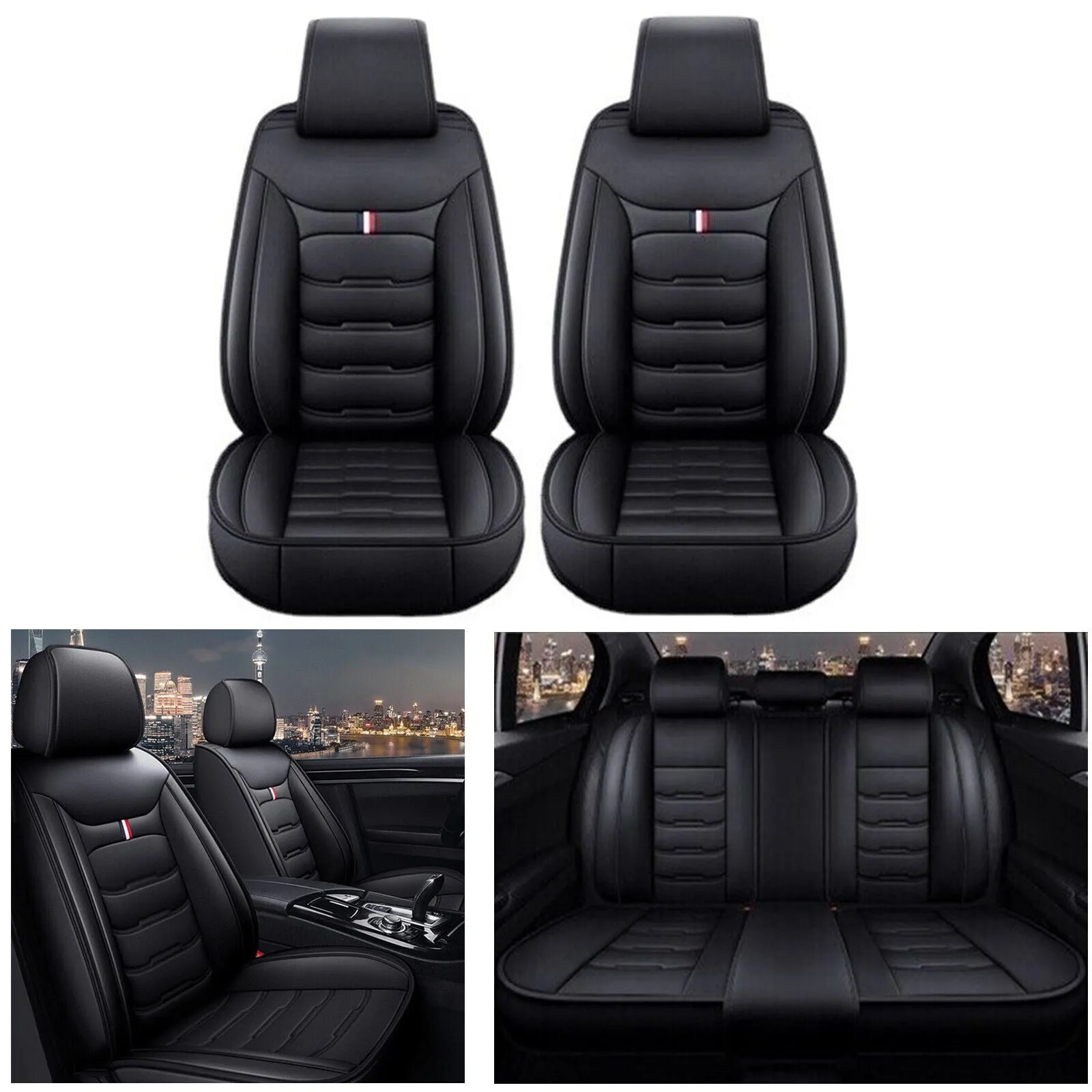 5 Seats Car Seat Cover Front Rear Full Set Cushion Pad