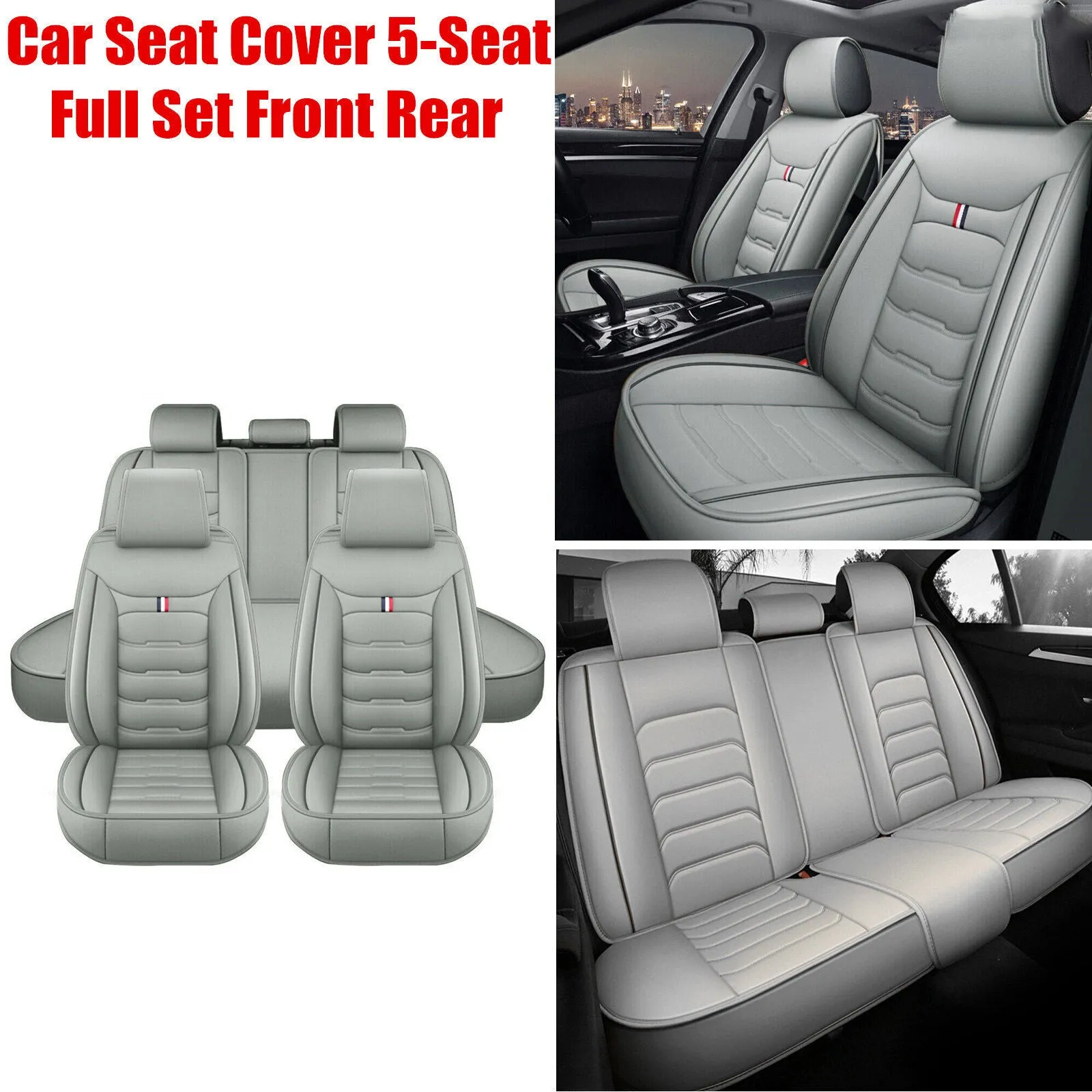 5 Seats Car Seat Cover Front Rear Full Set Cushion Pad