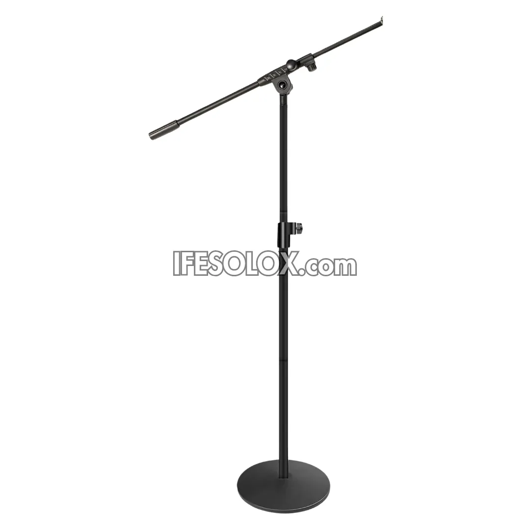 Adjustable Height Microphone Stand with Weighted Round Base - Brand New