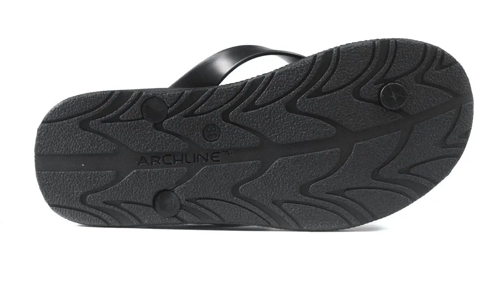 Archline Kids Orthotic Thongs – Black/Black