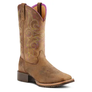 Ariat Women's Hybrid Rancher Distressed Brown Square Toe Western Boots 10018527