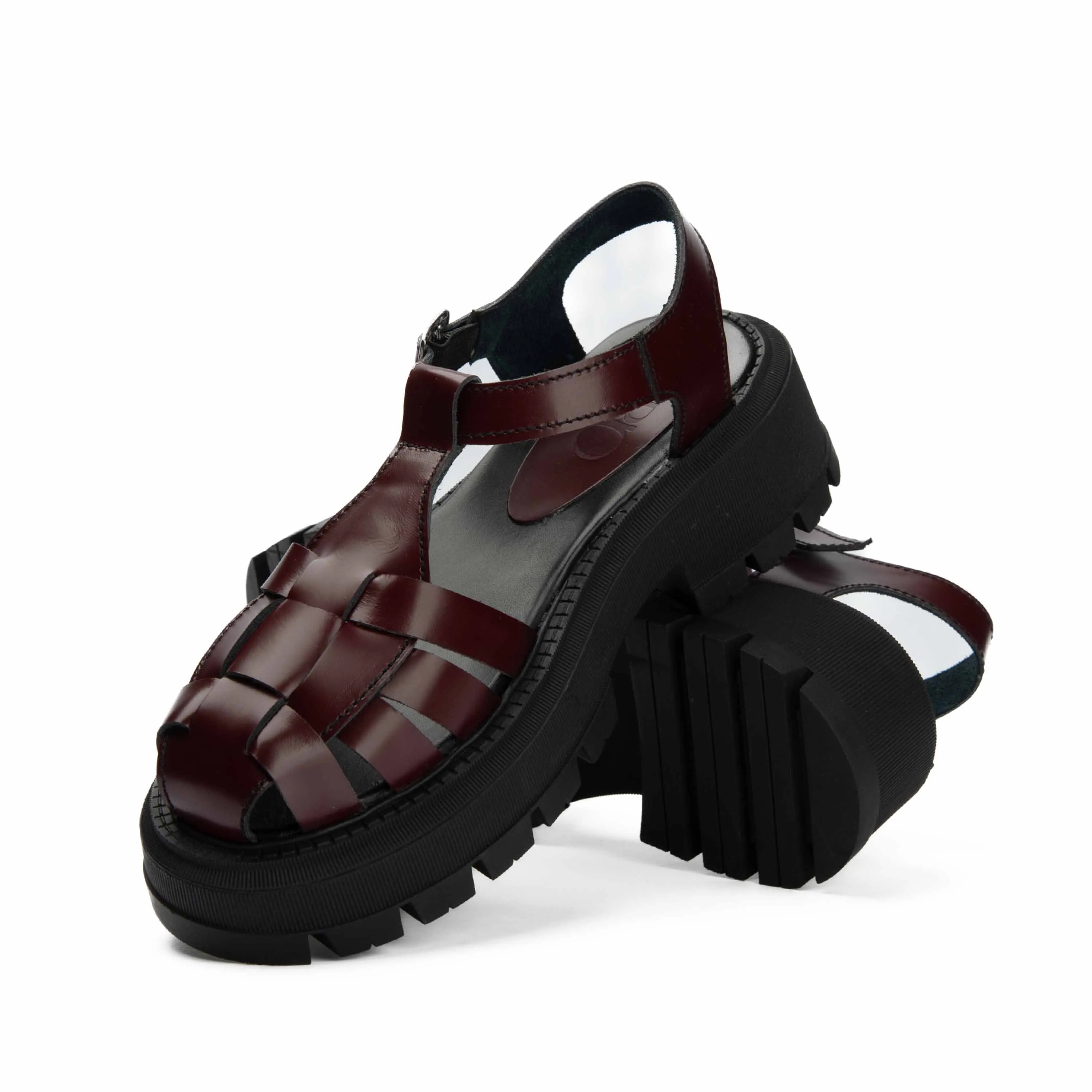 Brio Women's Platform Sandals-Burgundy