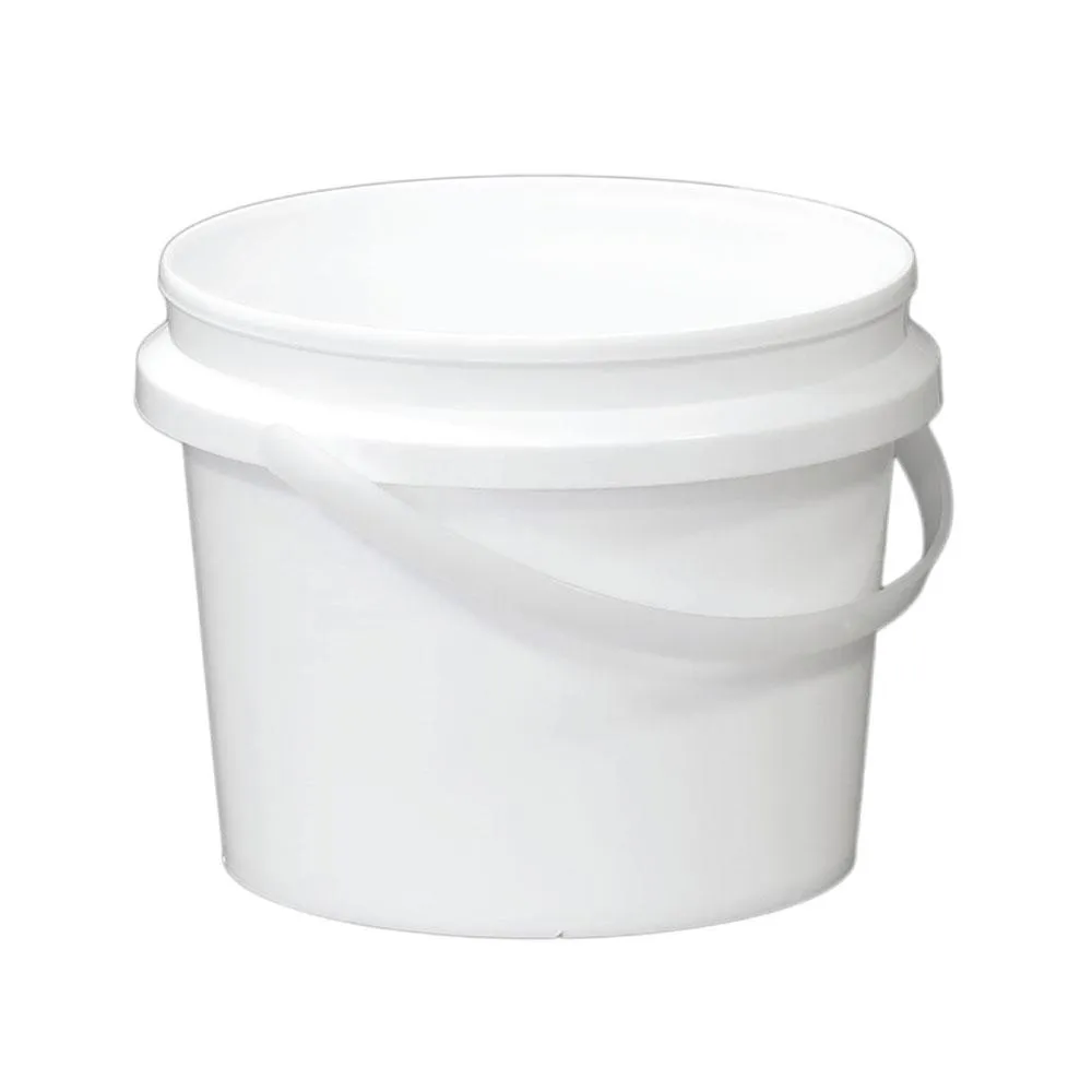 Bulk 10x 5L Plastic Buckets   Lids - Empty White With Handle - Large Food Pail