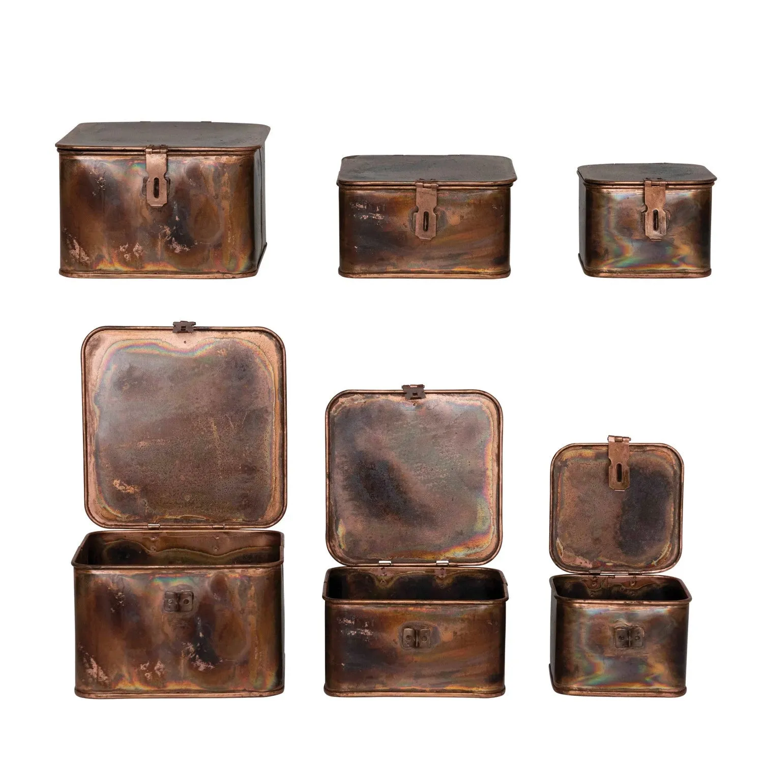 Burnt Copper Decorative Metal Box Set