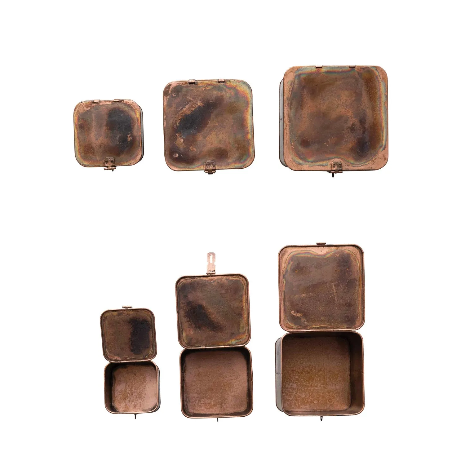 Burnt Copper Decorative Metal Box Set