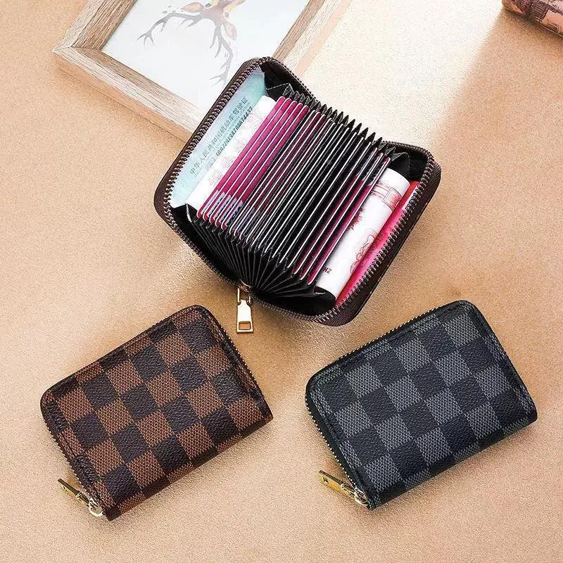 Checkered Pattern Multi-Pocket Wallet