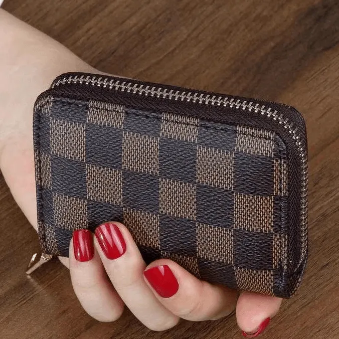 Checkered Pattern Multi-Pocket Wallet