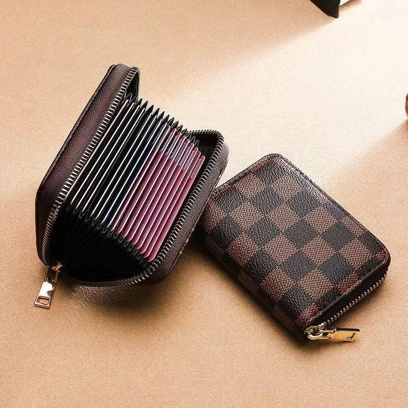 Checkered Pattern Multi-Pocket Wallet