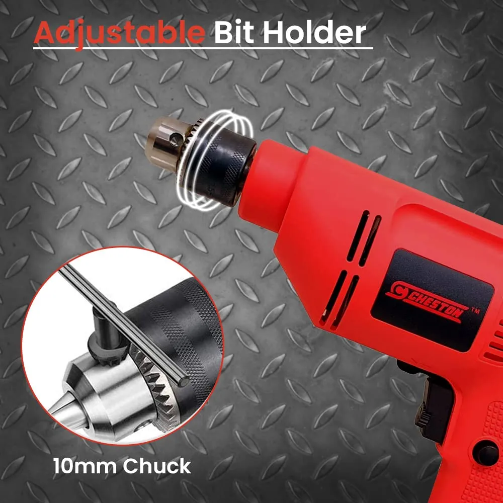 Cheston 10 mm Drill Machine Set 400W | Variable Speed & Reverse & Forward Function | 10mm Chuck | 2600 RPM | Electrical Power Tool Kit for Multipurpose Use | Drill for Wall Wood Metal Sheets