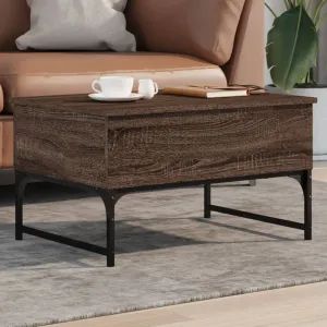 Coffee Table Brown Oak 70x50x40 cm Engineered Wood and Metal