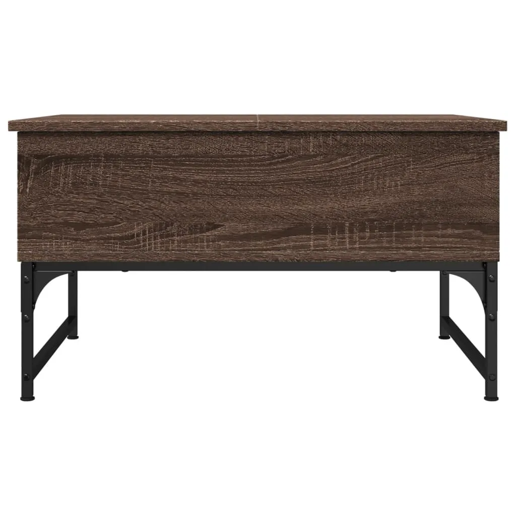 Coffee Table Brown Oak 70x50x40 cm Engineered Wood and Metal