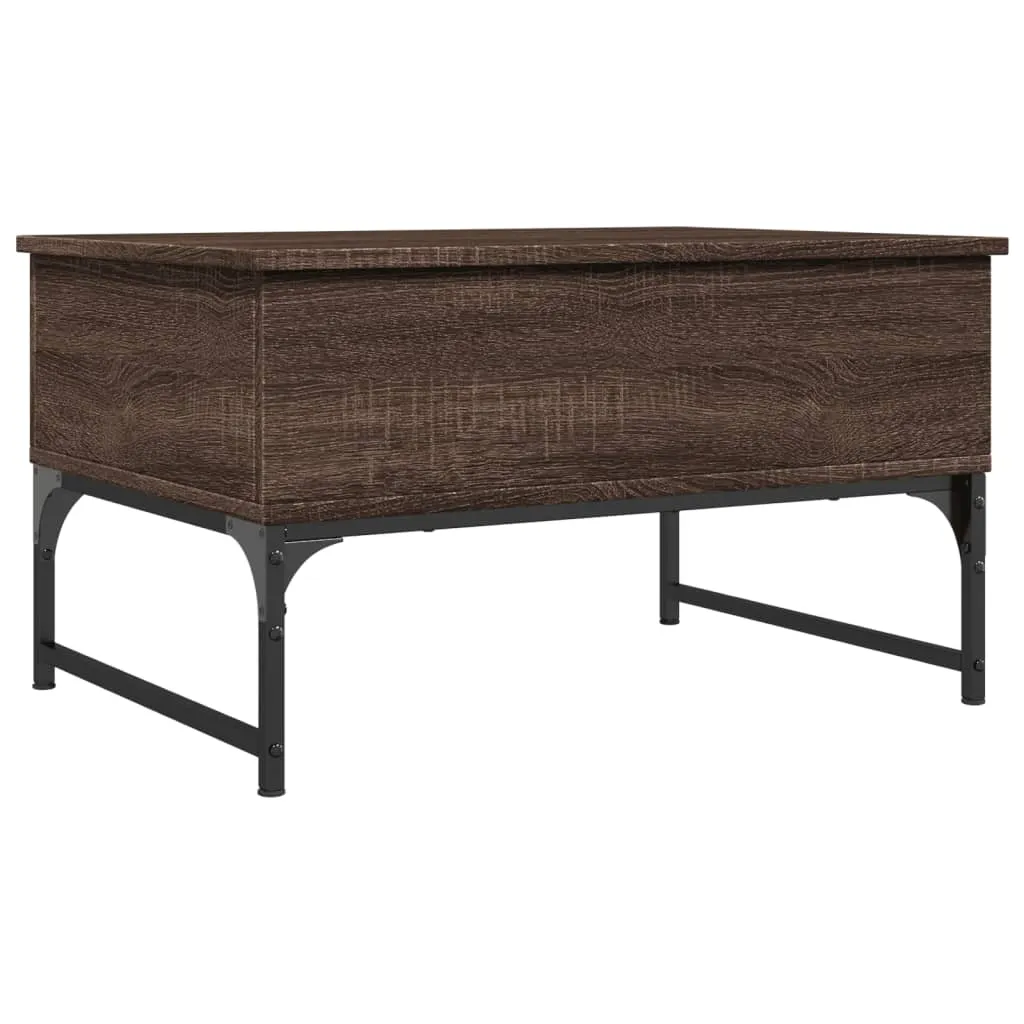 Coffee Table Brown Oak 70x50x40 cm Engineered Wood and Metal