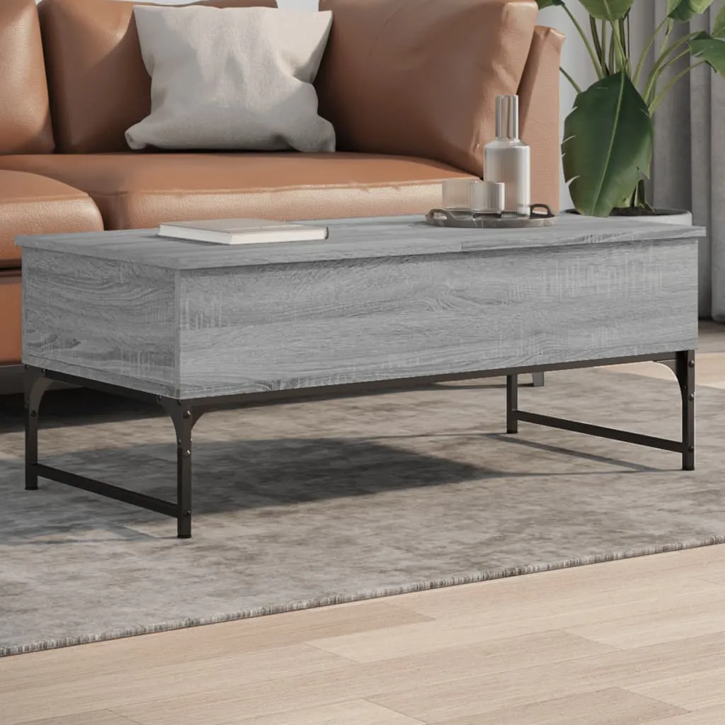 Coffee Table Grey Sonoma 100x50x40 cm Engineered Wood and Metal