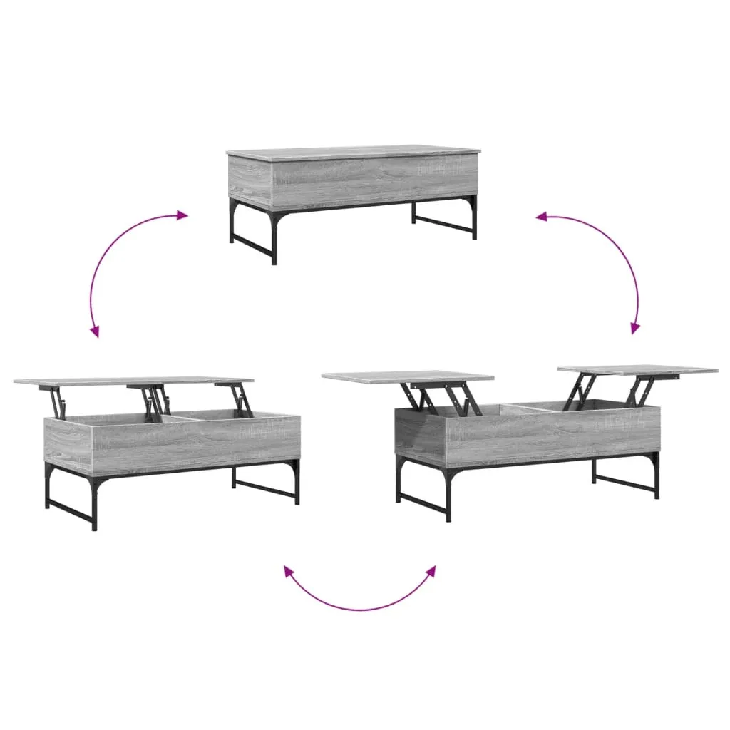 Coffee Table Grey Sonoma 100x50x40 cm Engineered Wood and Metal