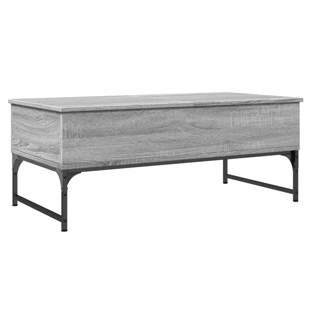 Coffee Table Grey Sonoma 100x50x40 cm Engineered Wood and Metal