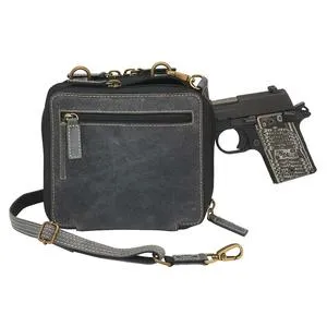 Distressed Leather Compact Wallet Organizer Crossbody