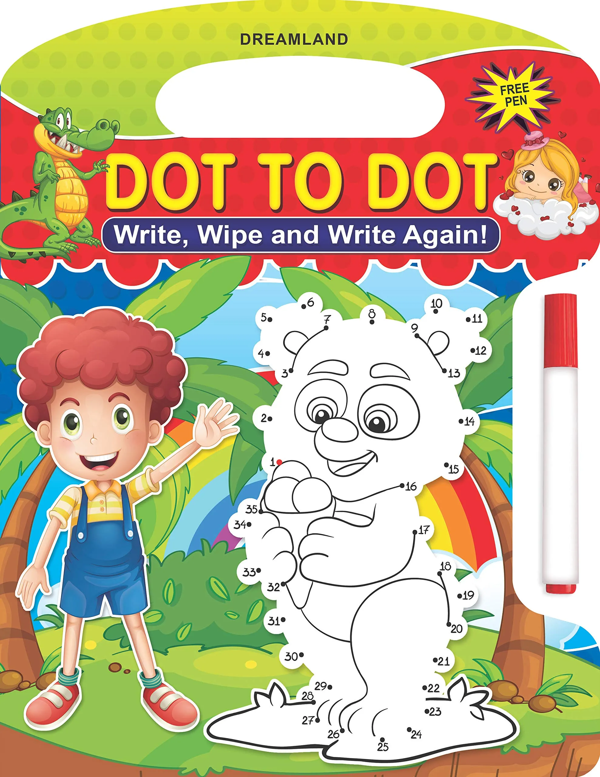 Dot to Dot Write and Wipe Book With Free Pen for Kids