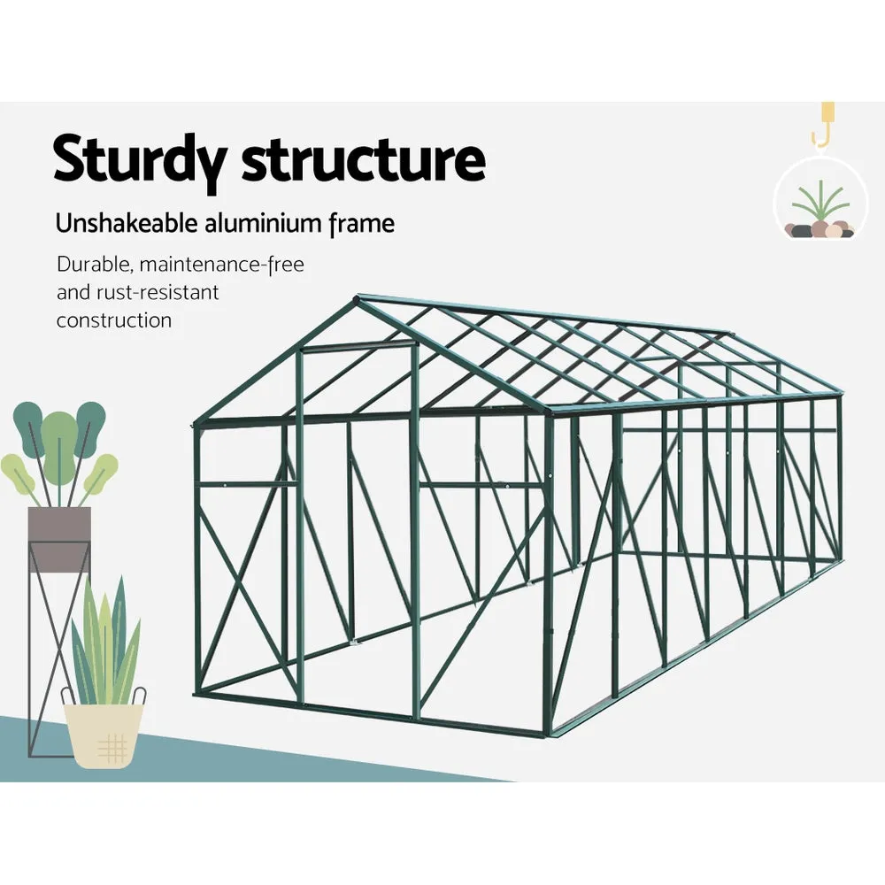 Durable 4x2m Aluminium Polycarbonate Greenhouse Set - Greenfingers