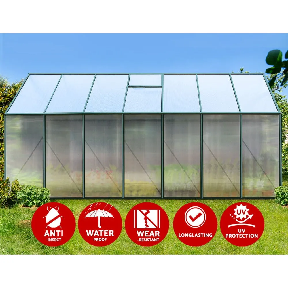 Durable 4x2m Aluminium Polycarbonate Greenhouse Set - Greenfingers