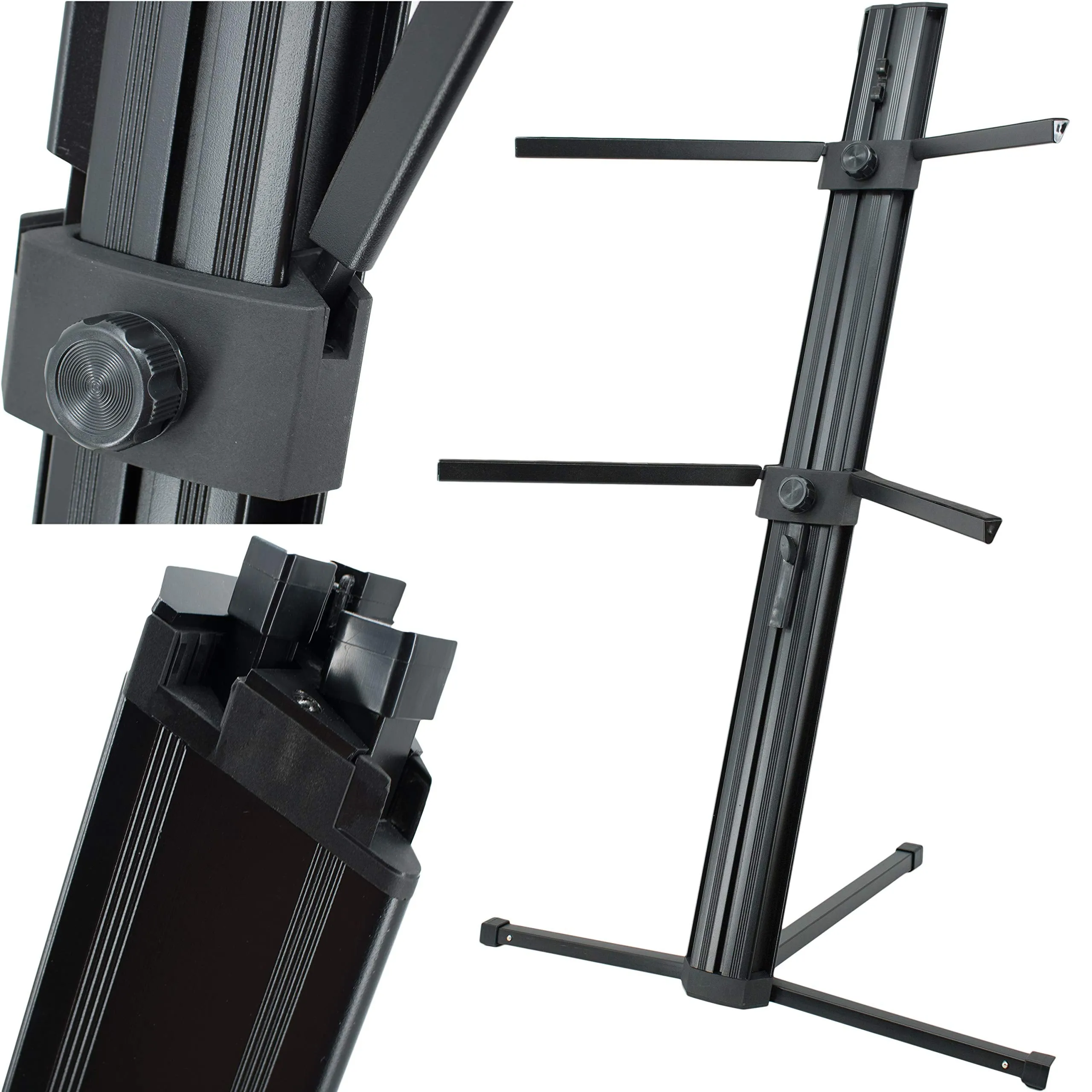 EMB Professional CKS508 Professional 2-Tier Column Keyboard Stand with 5/8" Mic Mount - Black