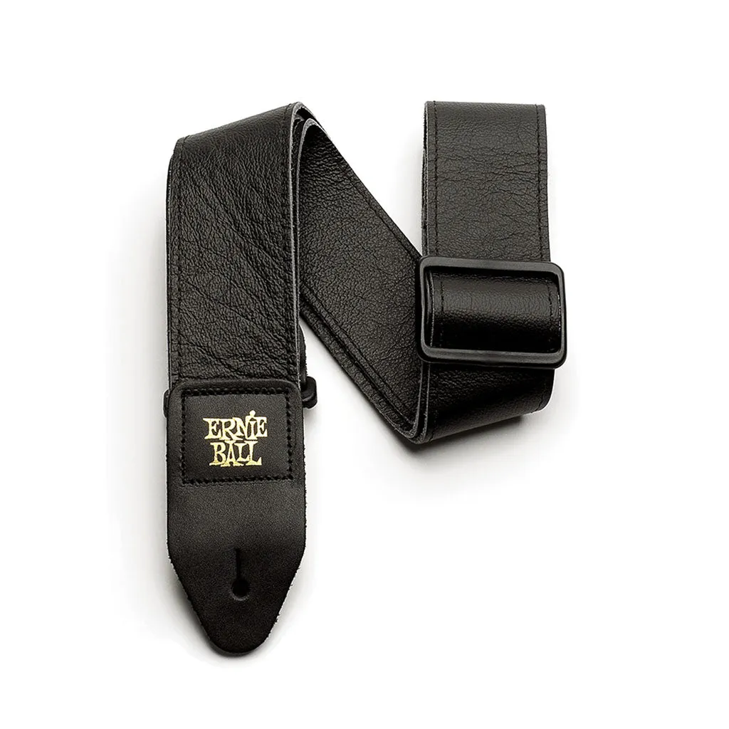 Ernie Ball E4134 Strap - Italian Leather Tri-Glide Black | Guitar Straps | P04134