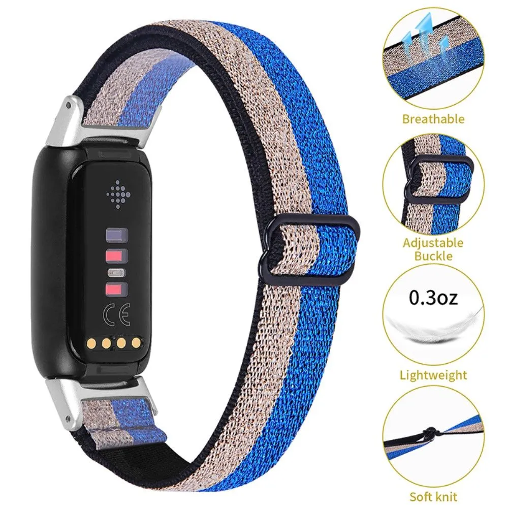 Fitbit Luxe elastic nylon watch strap - Glitter Blue / Silver