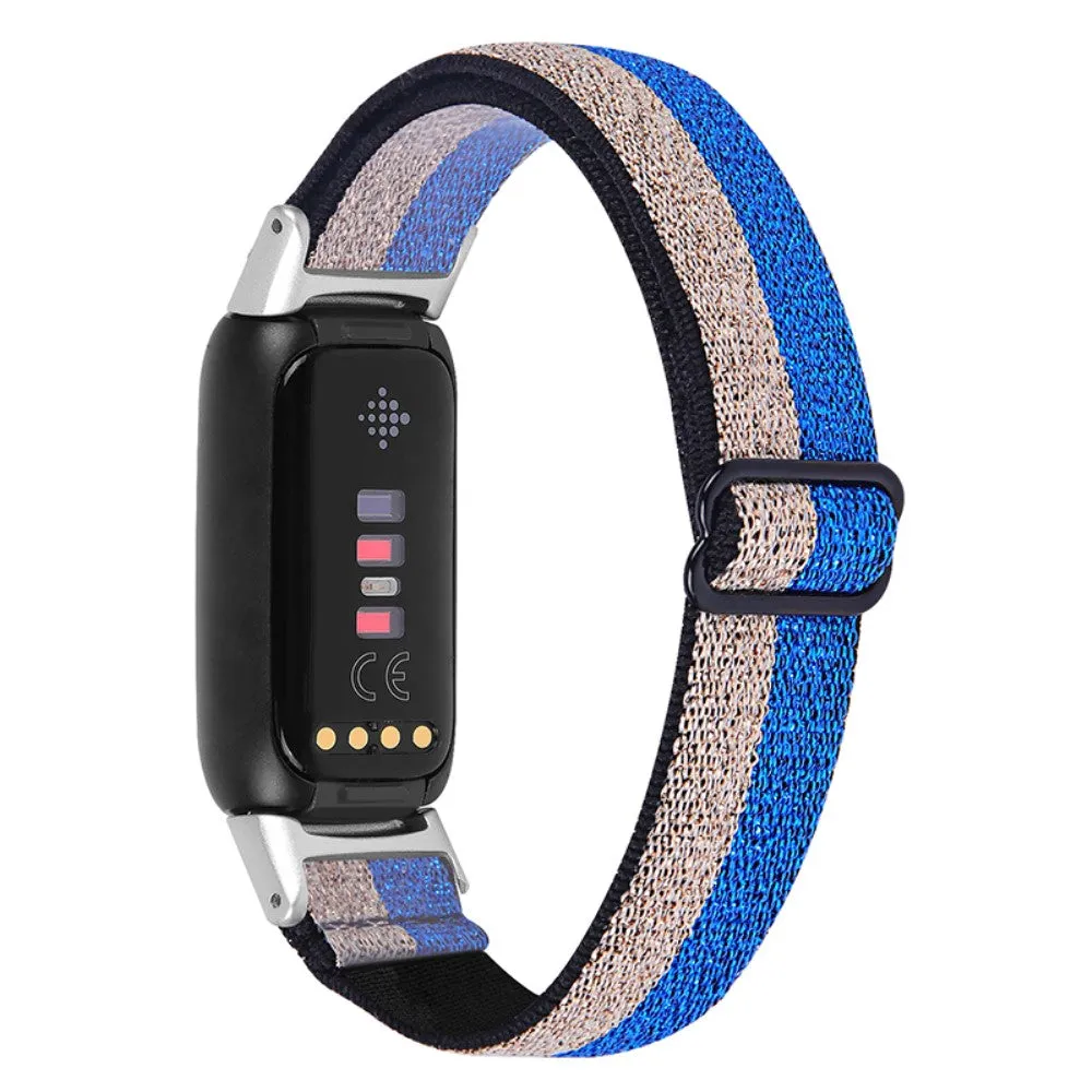 Fitbit Luxe elastic nylon watch strap - Glitter Blue / Silver