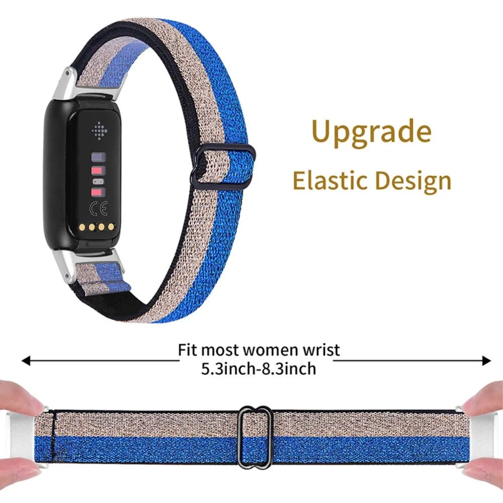 Fitbit Luxe elastic nylon watch strap - Glitter Blue / Silver