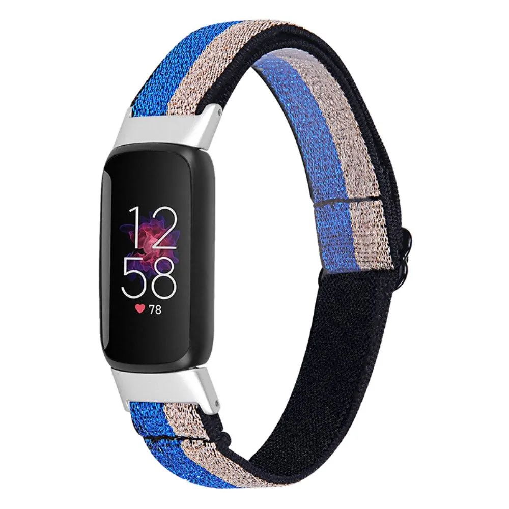 Fitbit Luxe elastic nylon watch strap - Glitter Blue / Silver