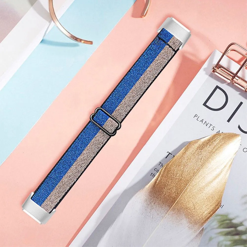 Fitbit Luxe elastic nylon watch strap - Glitter Blue / Silver