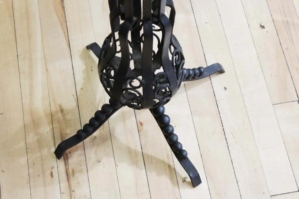 French Art Deco Wrought Iron and Brass Planter Stand