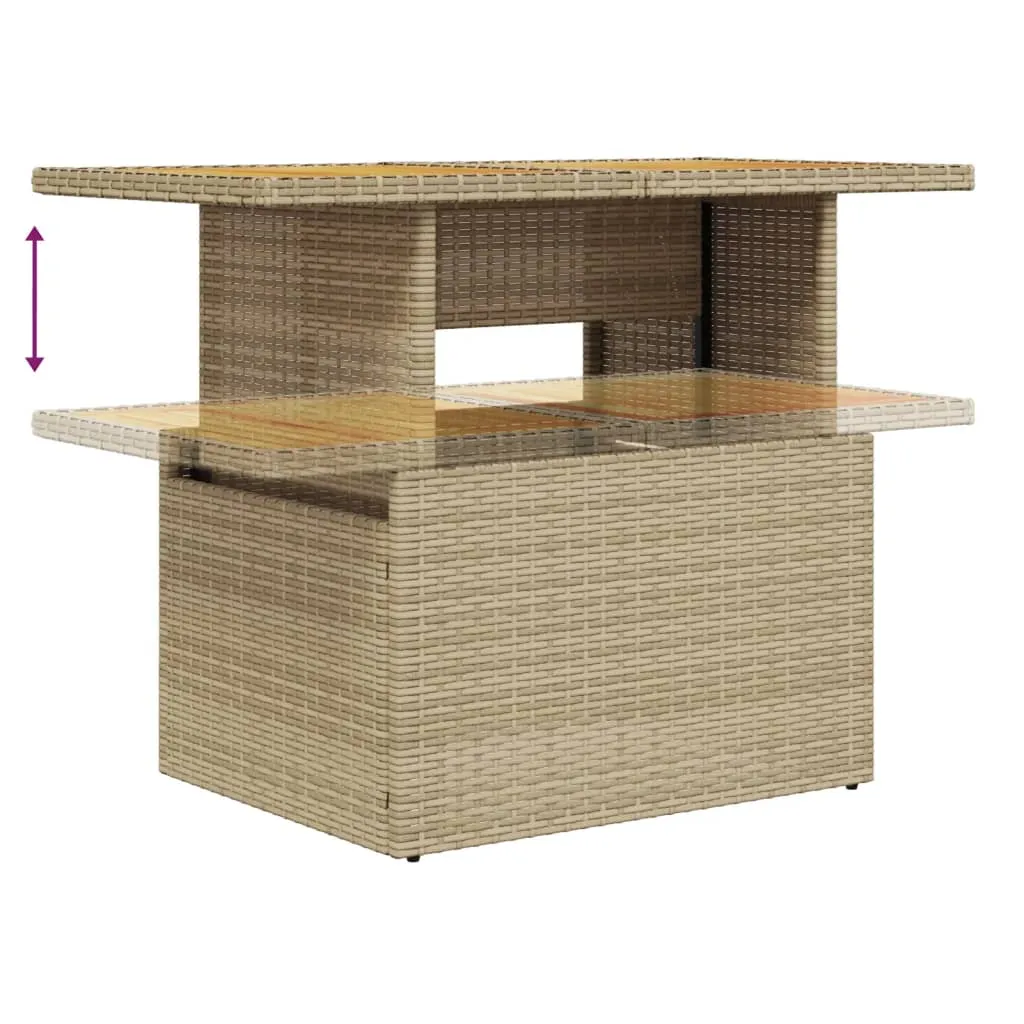 Garden Table Beige 100x55x73 cm Poly Rattan and Acacia Wood