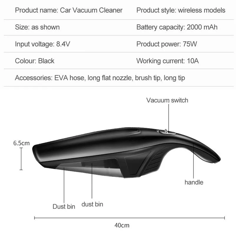 Handheld vacuum car cleaner